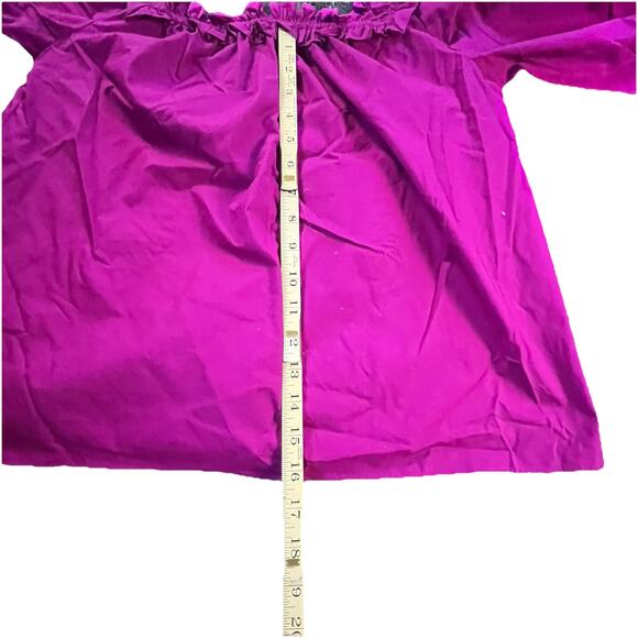 J. CREW Blouse Womens Large Ruffle Square Neck Penny Fuscia Peasant Cottage - Picture 8 of 10
